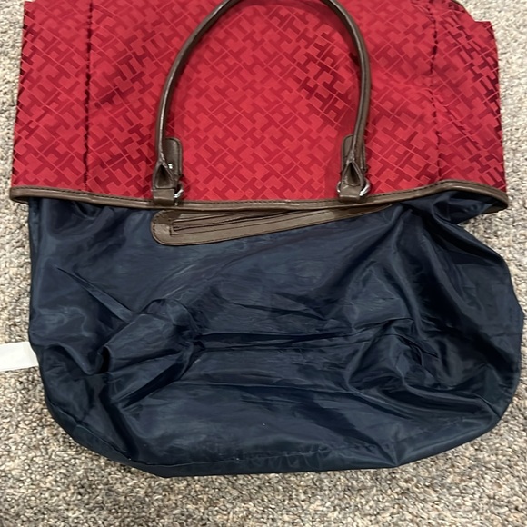 Tommy Hilfiger Red & Brown Tote Bag Purse - Picture 9 of 15
